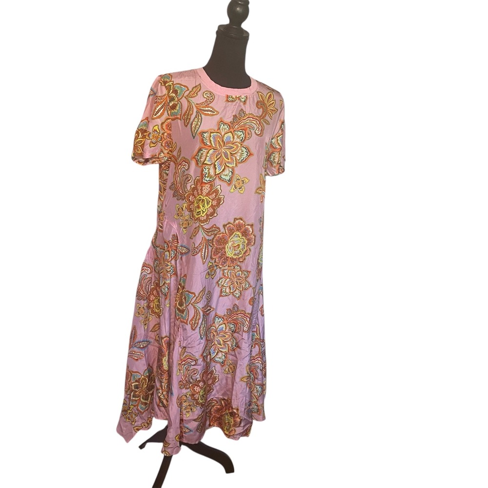 JOHNNY WAS WORKSHOP Pink Paisley Silk‎ Maxi Dress M